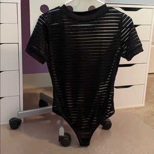 Stripped mesh body suit